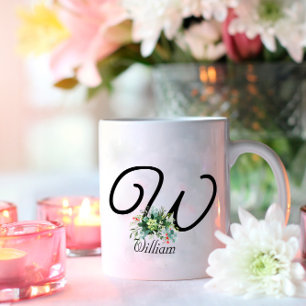 Klassieke waterverf wildbloemen schrijven koffie-m koffiemok