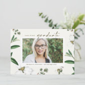 Klassieke Waterverf Witte Bloemen Foto Afstudeerfo Aankondiging (Staand voorkant)