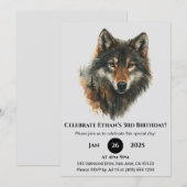 Klassieke Waterverf Wolf Verjaardag Kaart (Voorkant / Achterkant)