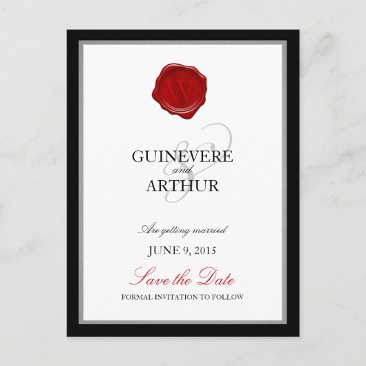 Klassieke Wax Seal Wedding Save the Date Aankondigingskaart (Voorkant)