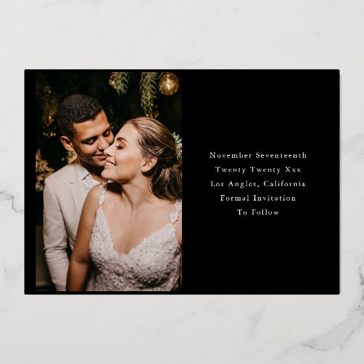 Klassieke weddenschap Geometrisch goud sparen de D Folie Uitnodiging (Achterkant)