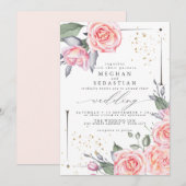 Klassieke weddenschappen Waterverf roze rozen Kaart (Voorkant / Achterkant)