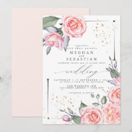 Klassieke weddenschappen Waterverf roze rozen Kaart