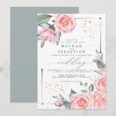 Klassieke weddenschappen Waterverf roze rozen Kaart (Voorkant / Achterkant)