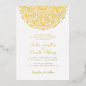 Klassieke Weelderige Art Deco Stijl Mandala Bruilo Folie Uitnodiging (Voorkant)
