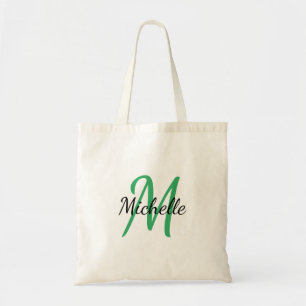 Klassieke weergave van Groen en Zwart Eenvoudig Mo Tote Bag