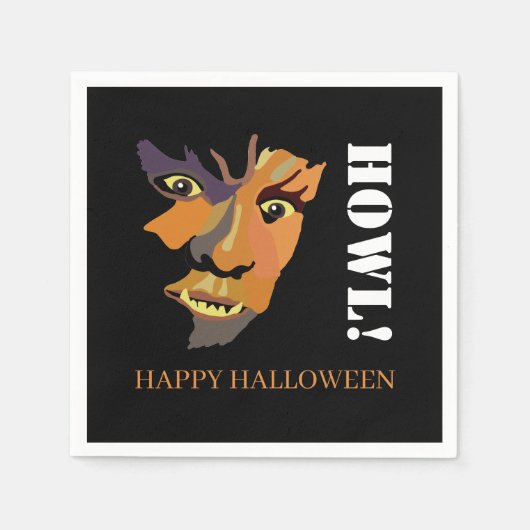 Klassieke weerwolf, Fijne Halloween Servet (Voorkant)