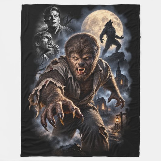 Klassieke Weerwolf Horror Fleece Deken (Voorkant)