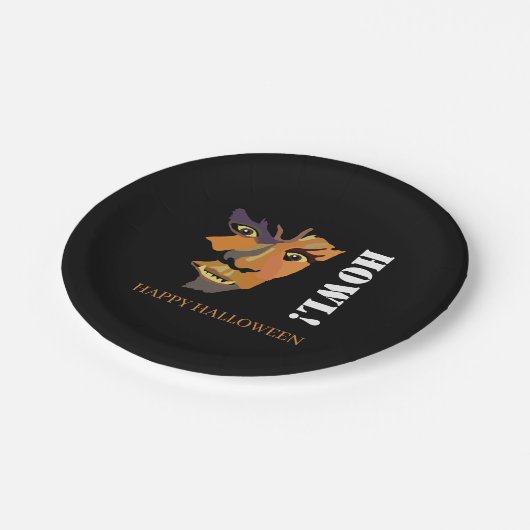 Klassieke weerwolf, Prettig Halloween Papieren Bordje (Gekanteld)