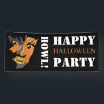 Klassieke weerwolf, Prettig Halloween Spandoek<br><div class="desc">Klassieke Weerwolf-feestbanner,  perfect voor iedereen die een moderne en stijlvolle viering plant.

Het klassieke wolf ontwerp kan worden gepersonaliseerd om bij uw speciale evenement te passen en zal de perfecte decoratie zijn voor elk modern thema-feest,  waaronder; Halloween-feesten,  vrijgezellenfeesten,  verjaardagsfeesten en nog veel meer.</div>
