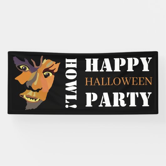 Klassieke weerwolf, Prettig Halloween Spandoek (Horizontaal)