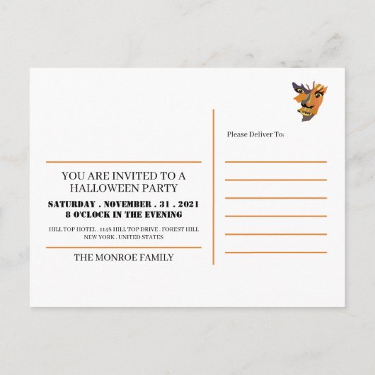 Klassieke weerwolf, uitnodiging van de Halloween P (Achterkant)