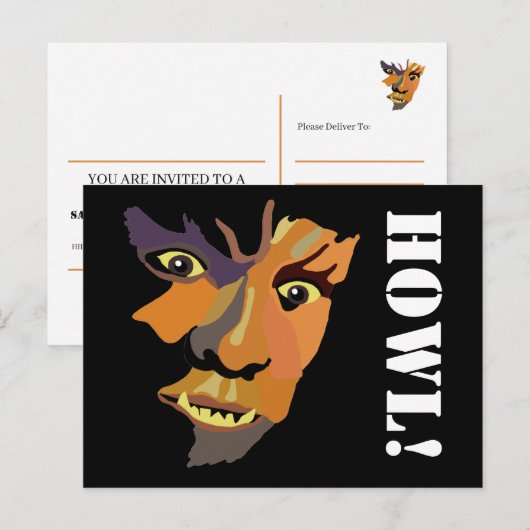 Klassieke weerwolf, uitnodiging van de Halloween P Briefkaart (Voorkant / Achterkant)