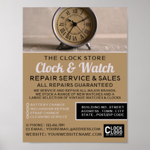 Klassieke wekker, Horoloog Adverteren Poster