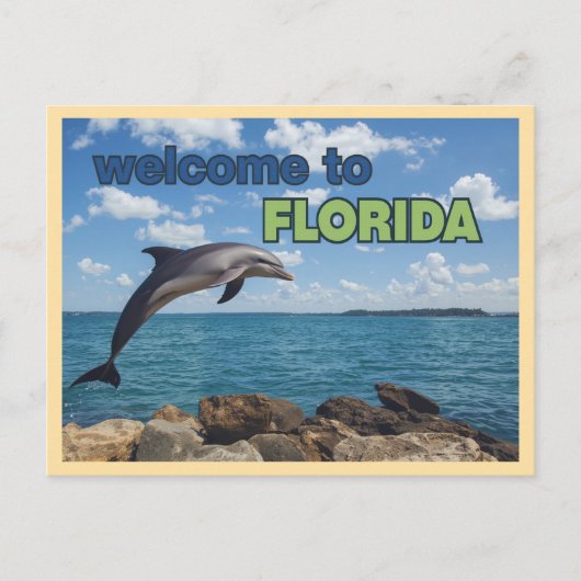 Klassieke 'Welkom in Florida Dolfijn' Briefkaart (Voorkant)