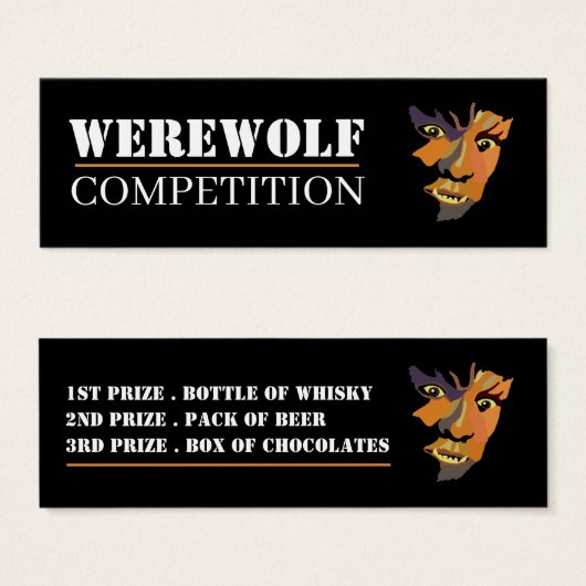 Klassieke Werewolf, Halloween Competition Tickets Mini Visitekaartjes (Voorkant /achterkant)