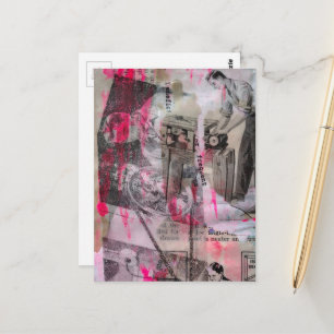 Klassieke Werkende Mannen Roze Zwart Wit Briefkaart