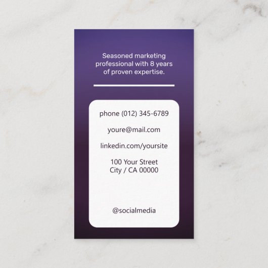 Klassieke werkzoekende Classy minimalistische donk Visitekaartje (Achterkant)