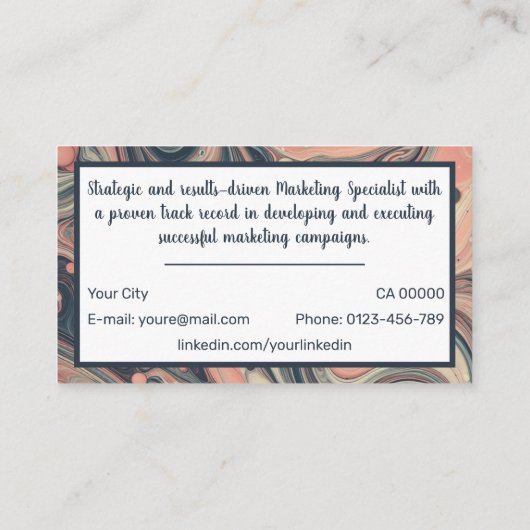 Klassieke Werkzoekende Gemarmerd Eenvoudig Minimal Visitekaartje (Achterkant)