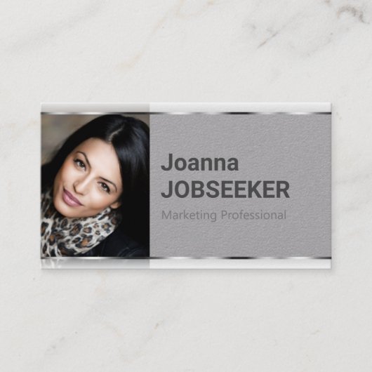 Klassieke werkzoekende minimaal Elegant Plain Grey Visitekaartje (Voorkant)