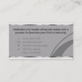 Klassieke werkzoekende minimaal Elegant Plain Grey Visitekaartje (Achterkant)