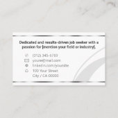 Klassieke werkzoekende minimaal Elegant Plain Whit Visitekaartje (Achterkant)