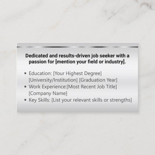 Klassieke werkzoekende minimaal Ombre Elegant Grey Visitekaartje (Achterkant)