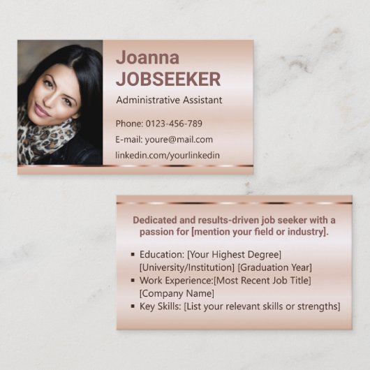 Klassieke werkzoekende minimaal Ombre Elegant Roos Visitekaartje (Voorkant / Achterkant)