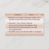 Klassieke werkzoekende minimaal Ombre Elegant Roos Visitekaartje (Achterkant)