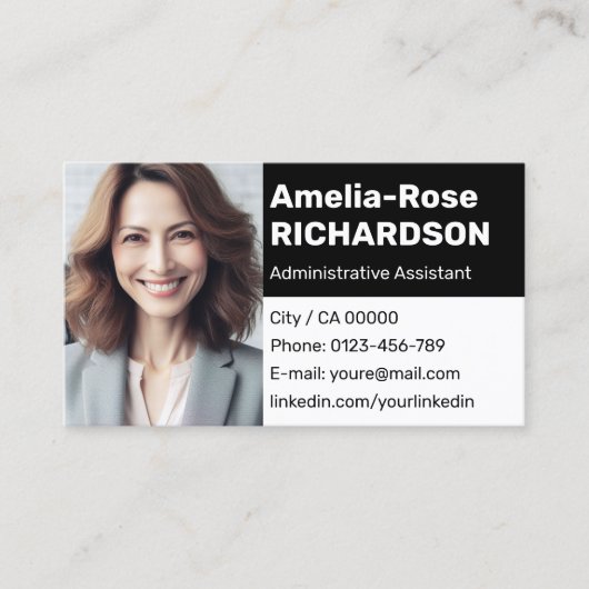 Klassieke werkzoekende Minimaal Zwart-Wit Classy Visitekaartje (Voorkant)