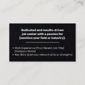 Klassieke werkzoekende minimale effen zwart kraftp visitekaartje (Achterkant)