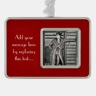 Klassieke Western Cowboy Portret Kunst Verzilverd Omlijst Ornament