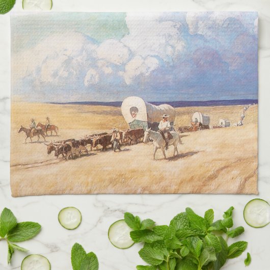 Klassieke western-cowboys, overdekte huifkarren do theedoek (Gevouwen)