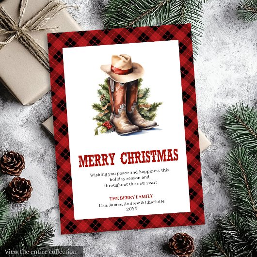 Klassieke western geruite buffel Kerstkaart