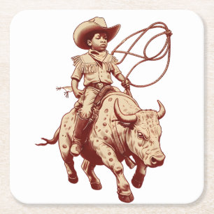 Klassieke Western Ride Trots Kleine Cowboy Kartonnen Onderzetters