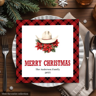 Klassieke Western Rode Zwarte Kerstservetten Servet