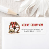 Klassieke westerne wagen wiel Kerstkrans Etiket (Insitu)