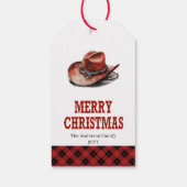 Klassieke westerse kerstcadeautag met aangepaste n cadeaulabel (Achterkant)
