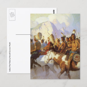 Klassieke Westerse Kunst, Indian War Party door NC Briefkaart