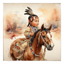 Klassieke westerse kunst Native American baby op p