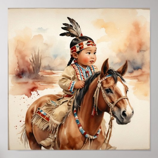 Klassieke westerse kunst Native Amerikaanse baby o Poster (Voorkant)