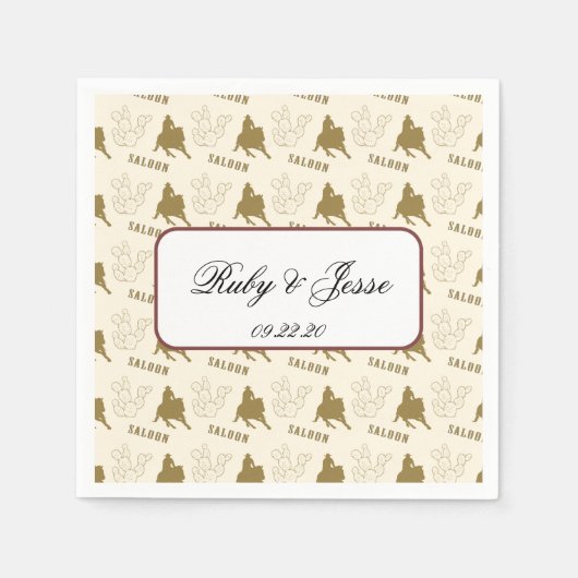 Klassieke Westerse Woestijn Bruine Bruiloft Servet (Voorkant)