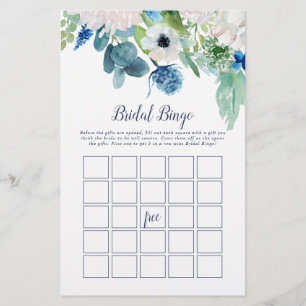 Klassieke White Flowers Bridal Bingo Game Flyer