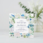 Klassieke White Flowers Square Weddenschap Kaart (Staand voorkant)