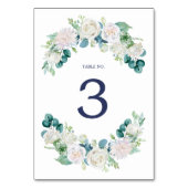 Klassieke White Flowers Table Number Kaart (Achterkant)
