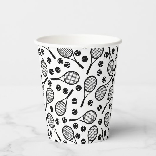 Klassieke White Tennis Pattern Player Birthday Par Papieren Bekers (Achterkant)