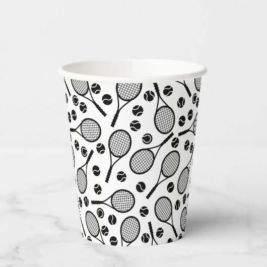 Klassieke White Tennis Pattern Player Birthday Par Papieren Bekers (Links)