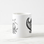 Klassieke Wicker Cornucopia Zwart Wit Illustratie Koffiemok (Center)