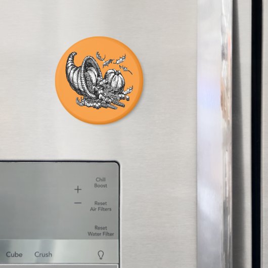 Klassieke Wicker Cornucopia Zwart Wit Illustratie Magneet (Insitu (Koelkast))