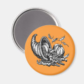 Klassieke Wicker Cornucopia Zwart Wit Illustratie Magneet (Voorkant / Achterkant)